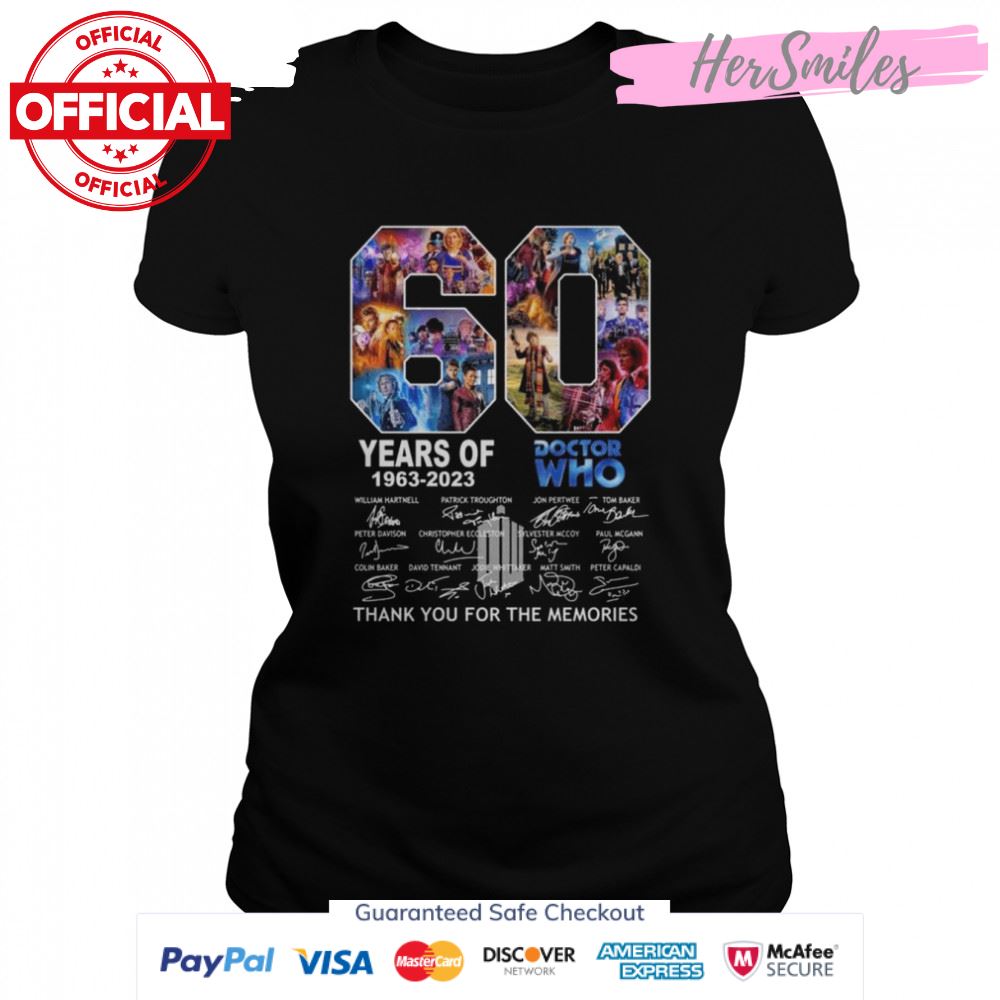 60 years of 1963 2023 Doctor Who thank you for the memories signatures shirt
