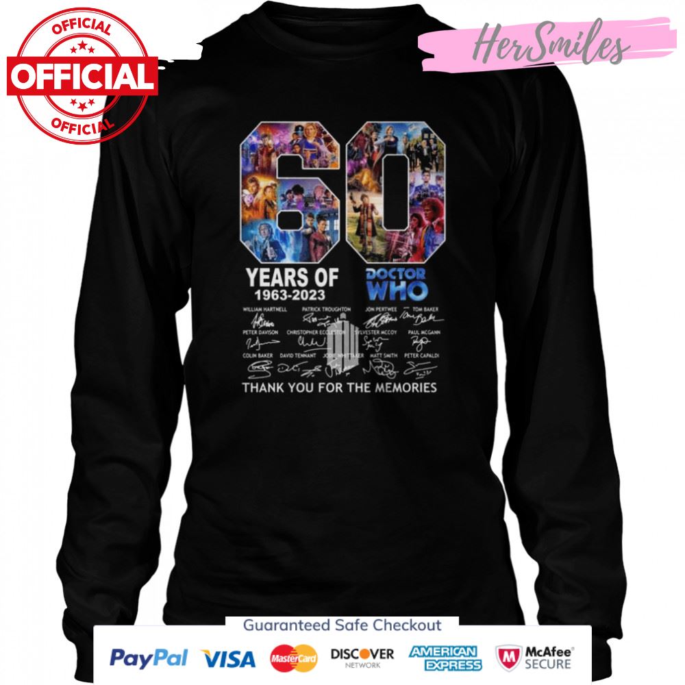 60 years of 1963 2023 Doctor Who thank you for the memories signatures shirt 60 years of 1963 2023 Doctor Who thank you for the memories signatures shirt