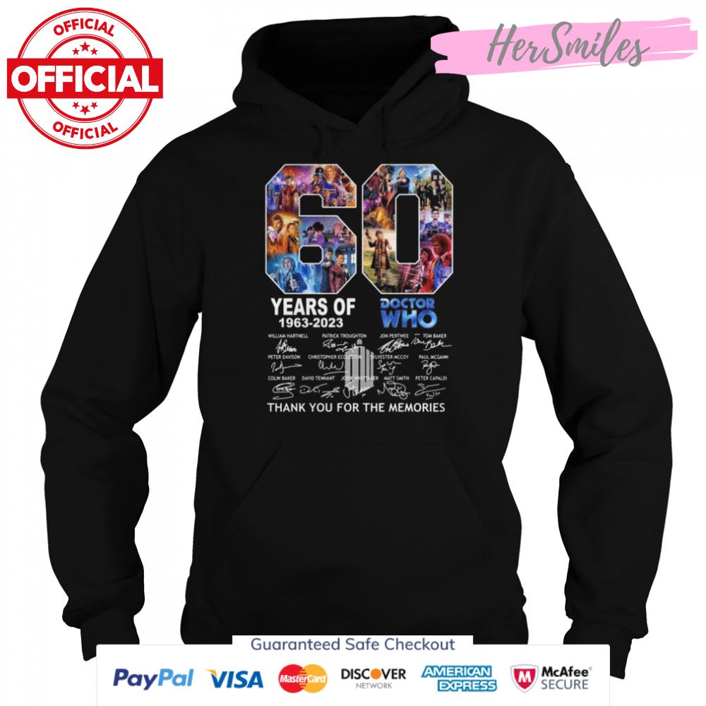 60 years of 1963 2023 Doctor Who thank you for the memories signatures shirt 60 years of 1963 2023 Doctor Who thank you for the memories signatures shirt