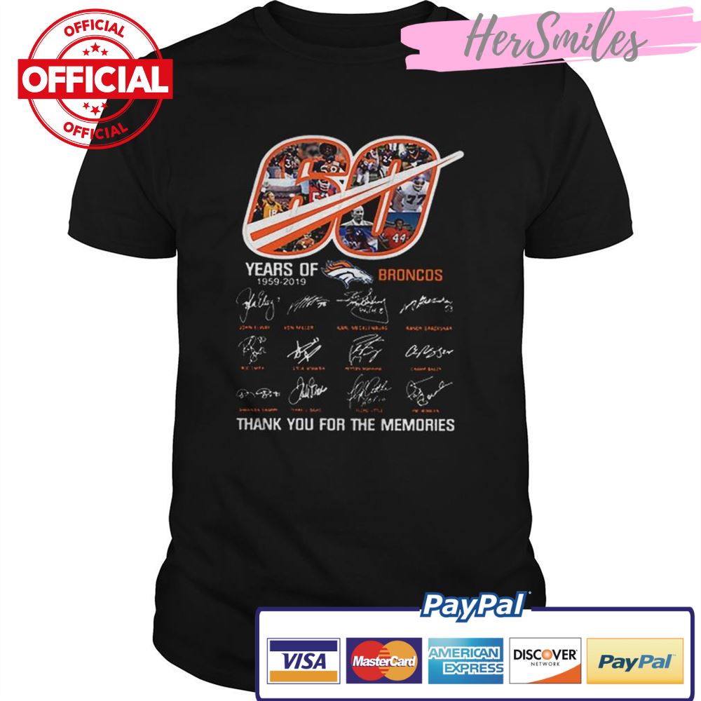 60 Years Of Denver Broncos 19592019 thank you for the memories shirt