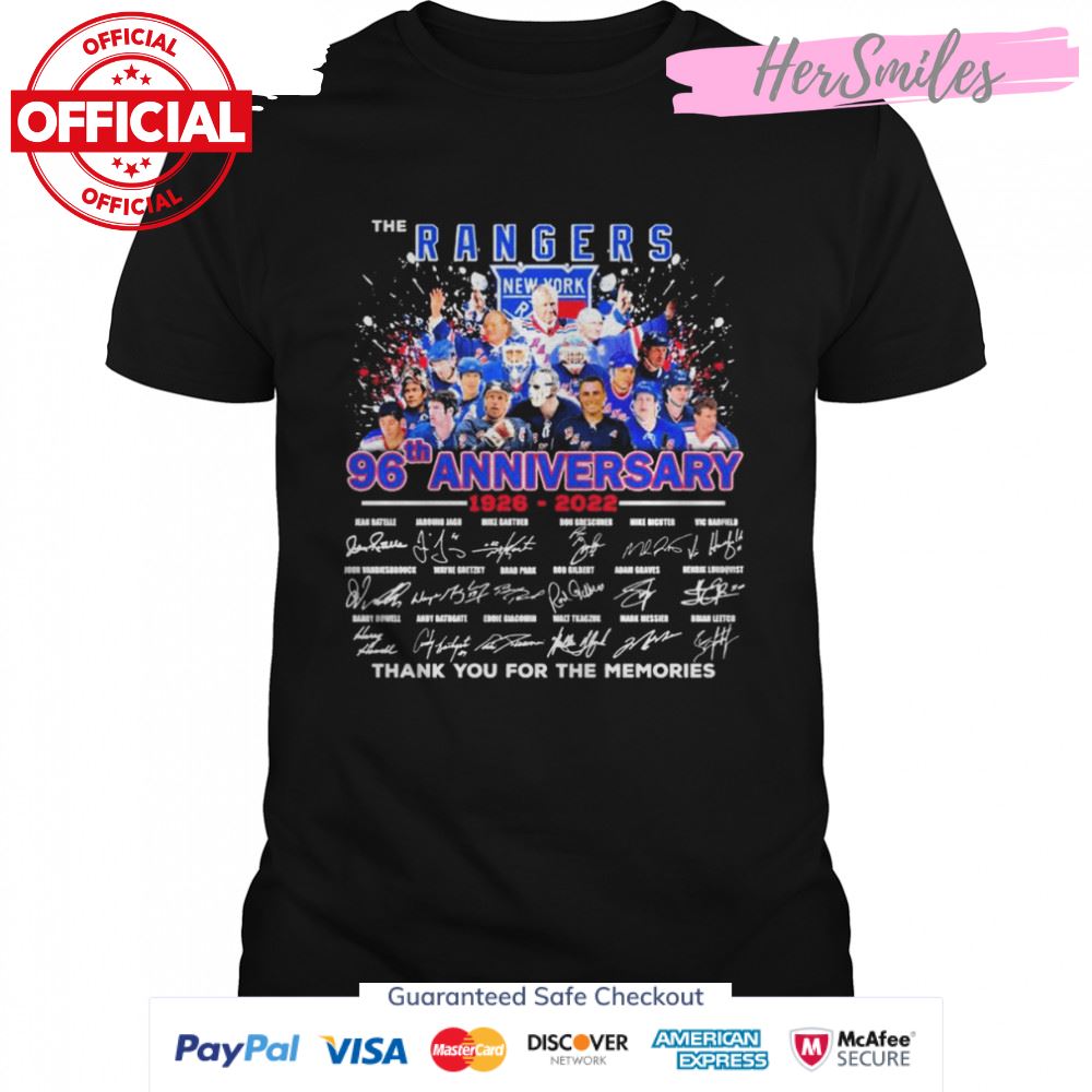 96th Anniversary 1926 2022 New York Rangers Signatures Thank You For The Memories Shit