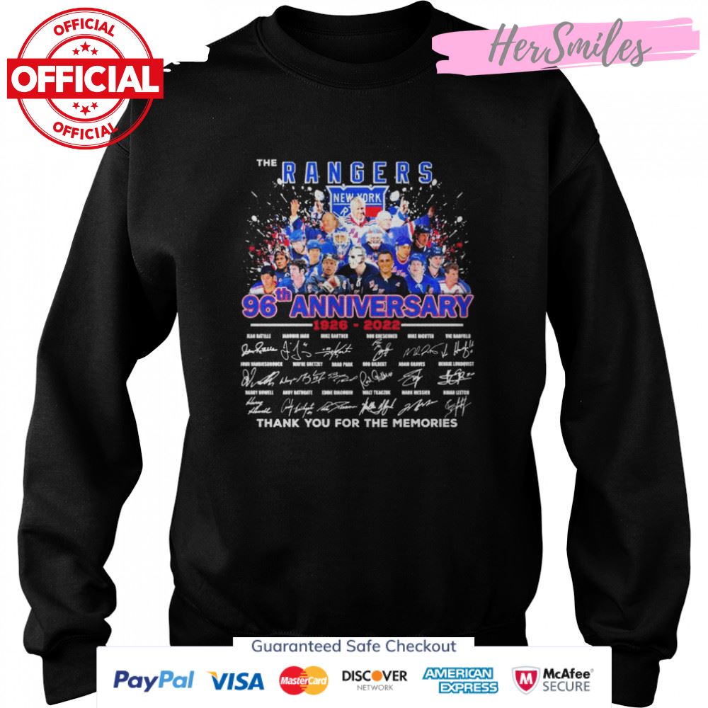 96th Anniversary 1926 2022 New York Rangers Signatures Thank You For The Memories Shit 96th Anniversary 1926 2022 New York Rangers Signatures Thank You For The Memories Shit