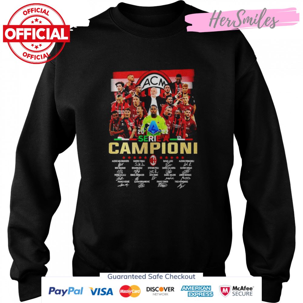 AC Milan 2022 Serie A Campion signatures shirt AC Milan 2022 Serie A Campion signatures shirt