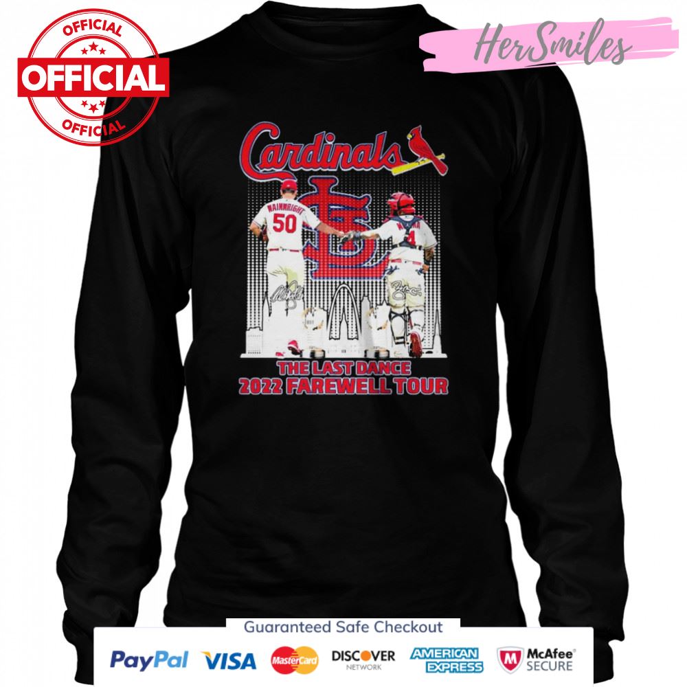 Adam Wainwright And Yadier Molina The Last Dance 2022 Farewell Tour Signatures T-Shirt Adam Wainwright And Yadier Molina The Last Dance 2022 Farewell Tour Signatures T-Shirt
