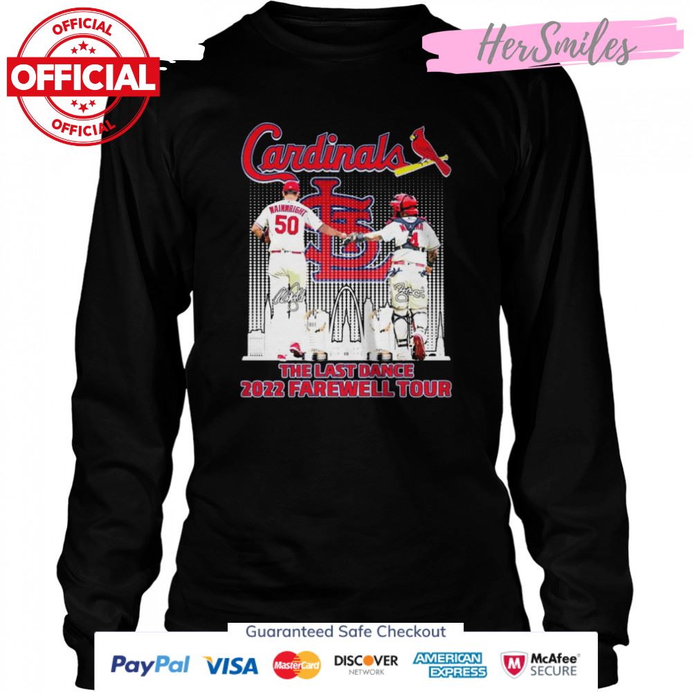 Adam Wainwright And Yadier Molina The Last Dance 2022 Farewell Tour Signatures T-Shirt Adam Wainwright And Yadier Molina The Last Dance 2022 Farewell Tour Signatures T-Shirt