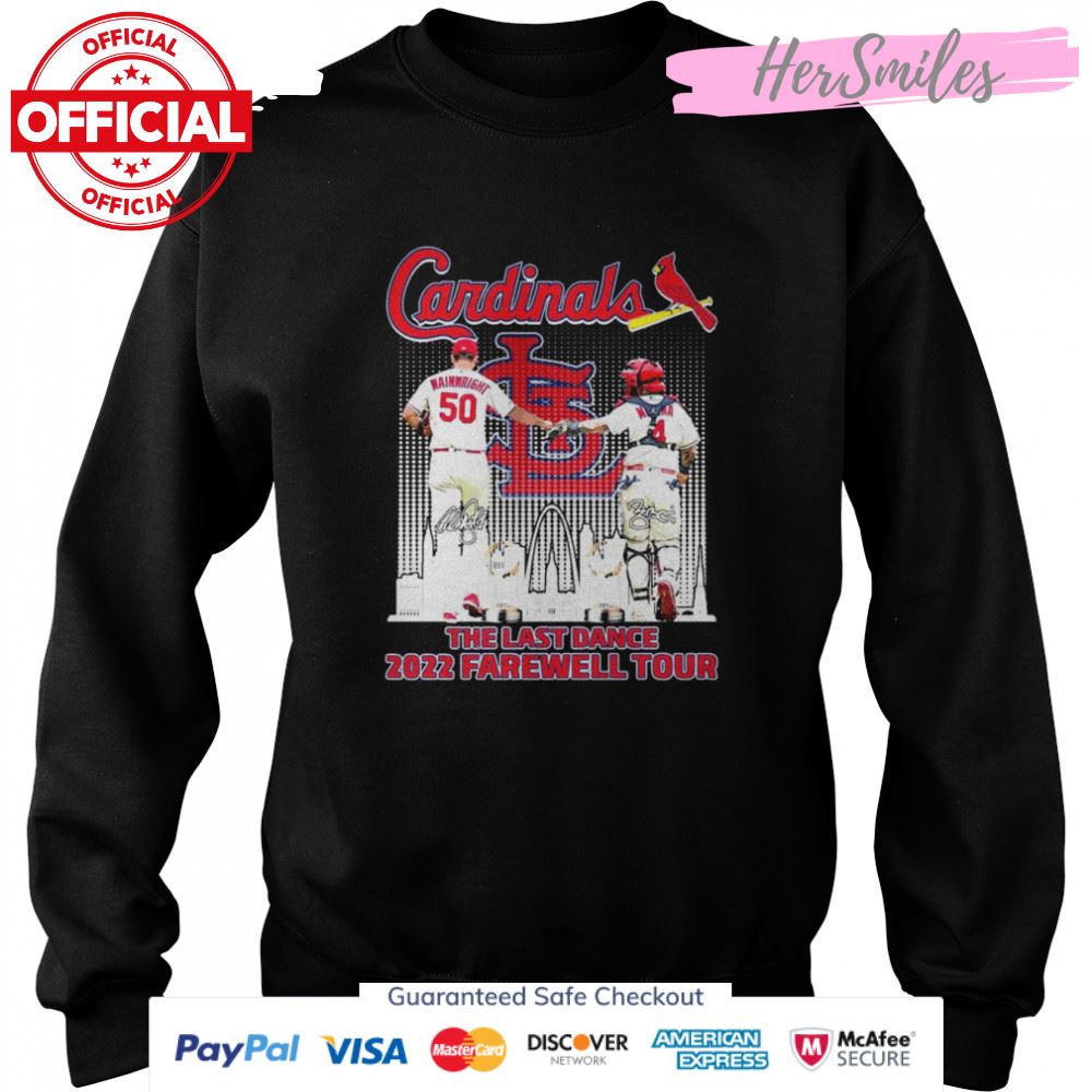 Adam Wainwright And Yadier Molina The Last Dance 2022 Farewell Tour Signatures T-Shirt Adam Wainwright And Yadier Molina The Last Dance 2022 Farewell Tour Signatures T-Shirt