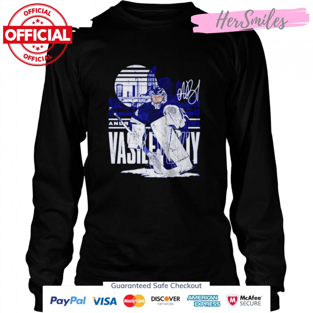 Andrei Vasilevskiy Tampa Bay Lightning Player Skyline signature shirt Andrei Vasilevskiy Tampa Bay Lightning Player Skyline signature shirt