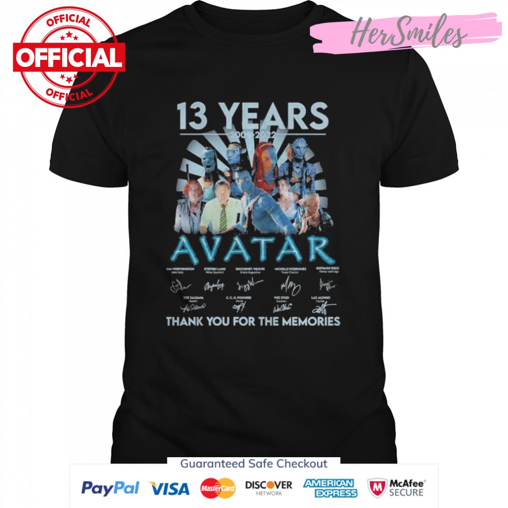 Avatar 13 Years 2009-2022 Signatures Thank You For The Memories Shirt