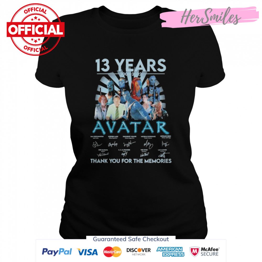 Avatar 13 Years 2009-2022 Signatures Thank You For The Memories Shirt
