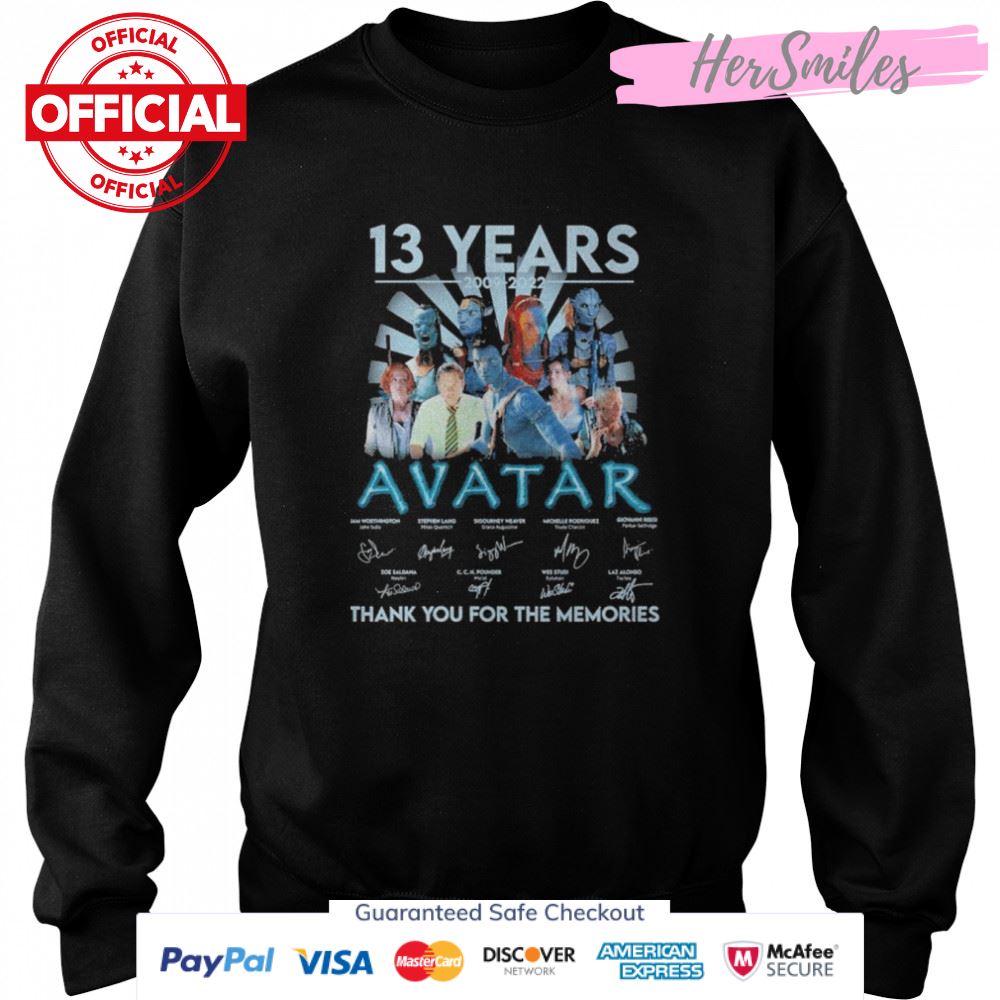 Avatar 13 Years 2009-2022 Signatures Thank You For The Memories Shirt Avatar 13 Years 2009-2022 Signatures Thank You For The Memories Shirt