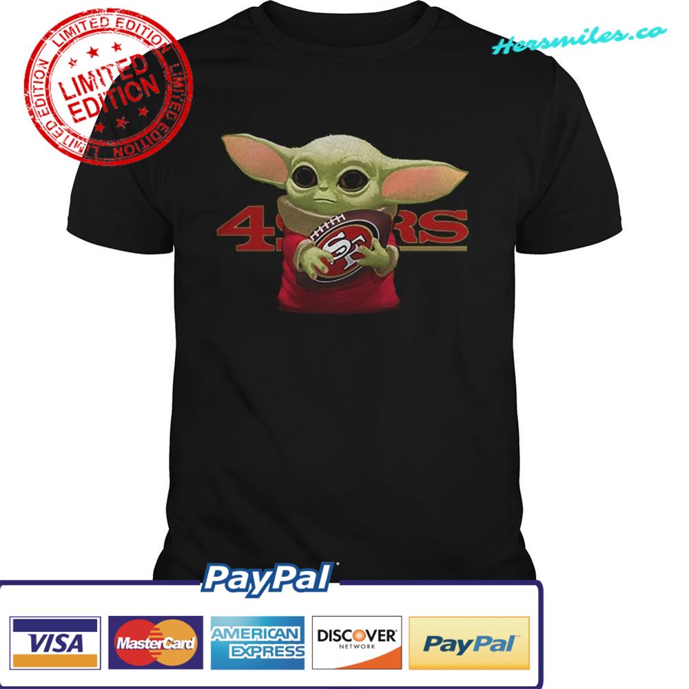 Baby Yoda hug San Francisco 49ers shirt