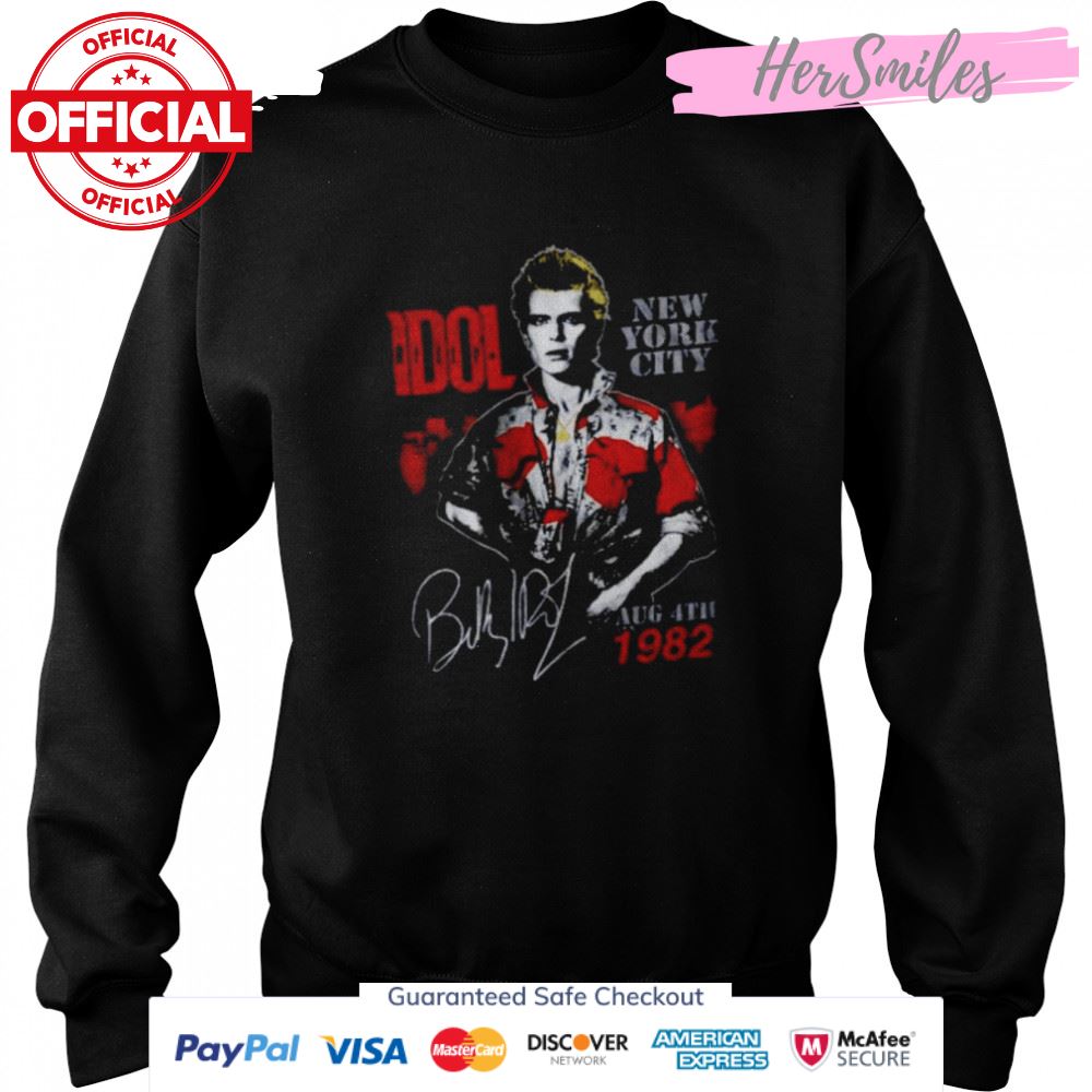 Billy Idol August 82 NYC Signatures Shirt Billy Idol August 82 NYC Signatures Shirt