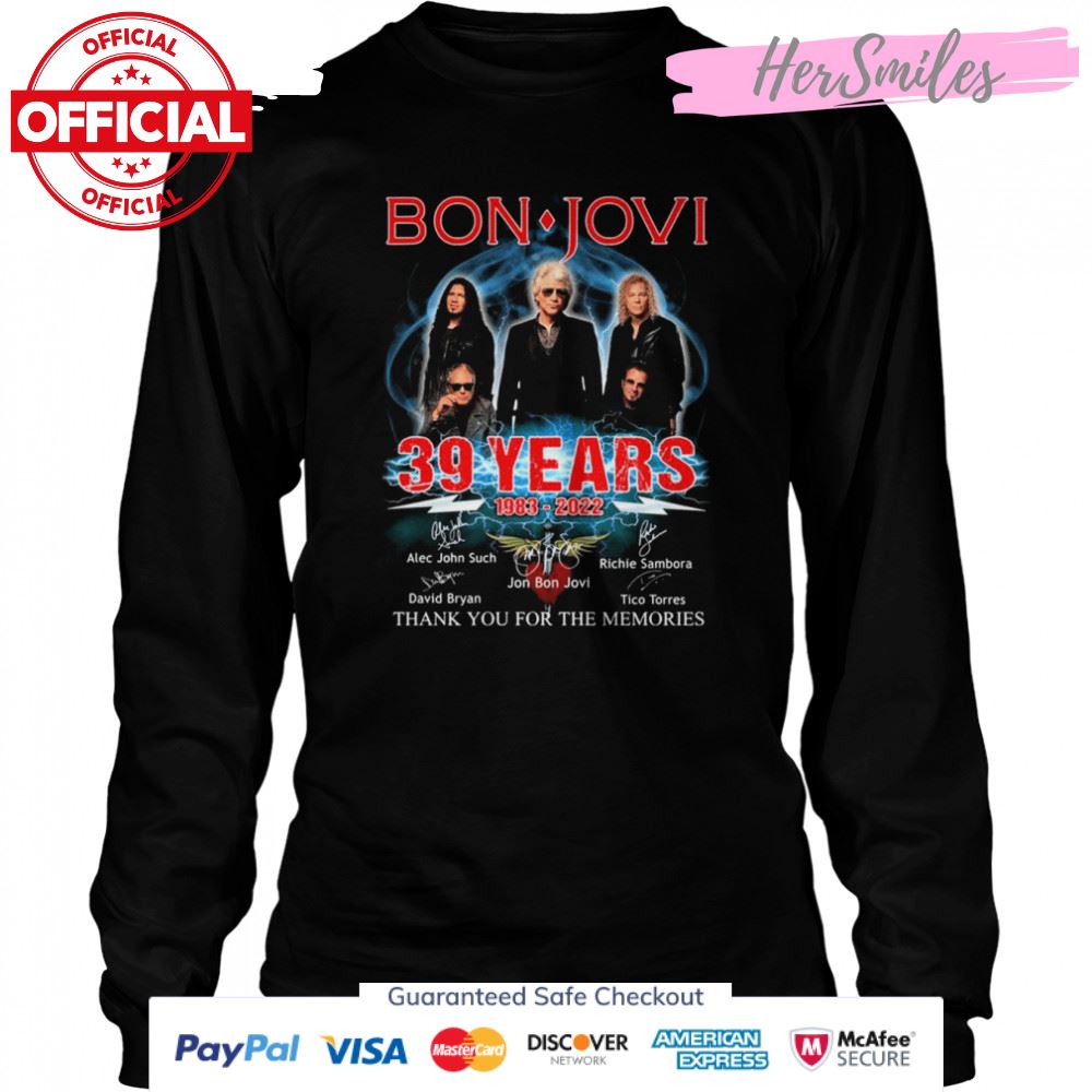 Bon Jovi 39 Years 1983 2022 Signatures Thank You For The Memories Shirt Bon Jovi 39 Years 1983 2022 Signatures Thank You For The Memories Shirt