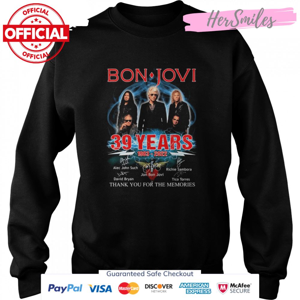 Bon Jovi 39 Years 1983 2022 Signatures Thank You For The Memories Shirt Bon Jovi 39 Years 1983 2022 Signatures Thank You For The Memories Shirt