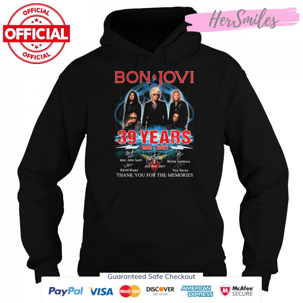 Bon Jovi 39 Years 1983 2022 Signatures Thank You For The Memories Shirt Bon Jovi 39 Years 1983 2022 Signatures Thank You For The Memories Shirt