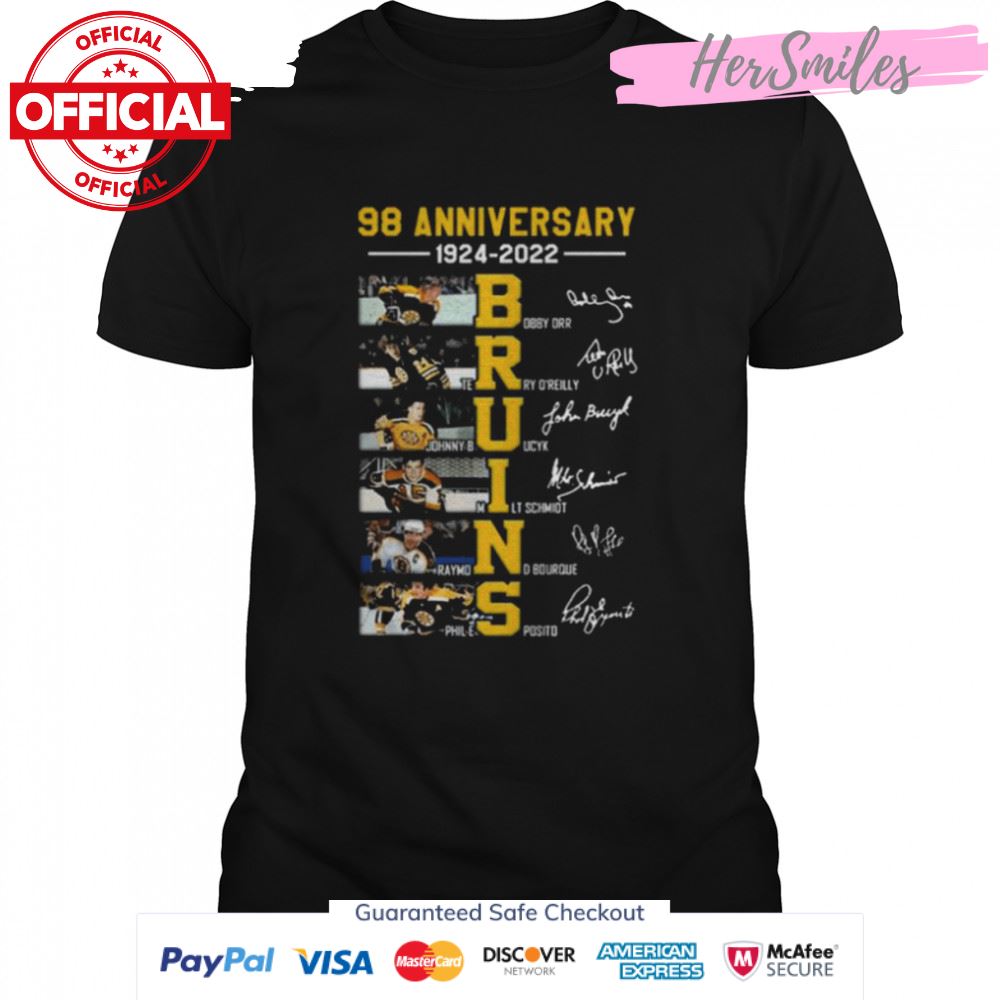 Boston Bruins 98th anniversary 1924-2022 memories signatures shirt