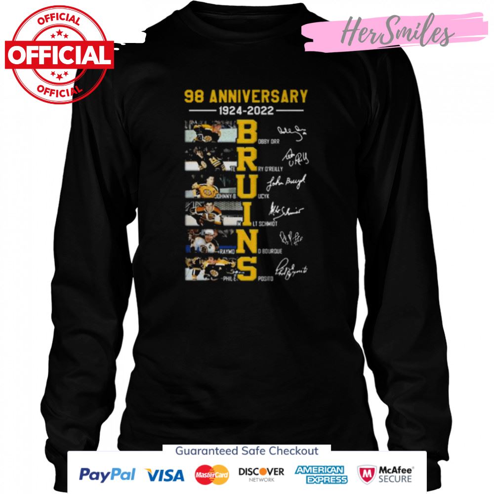 Boston Bruins 98th anniversary 1924-2022 memories signatures shirt Boston Bruins 98th anniversary 1924-2022 memories signatures shirt