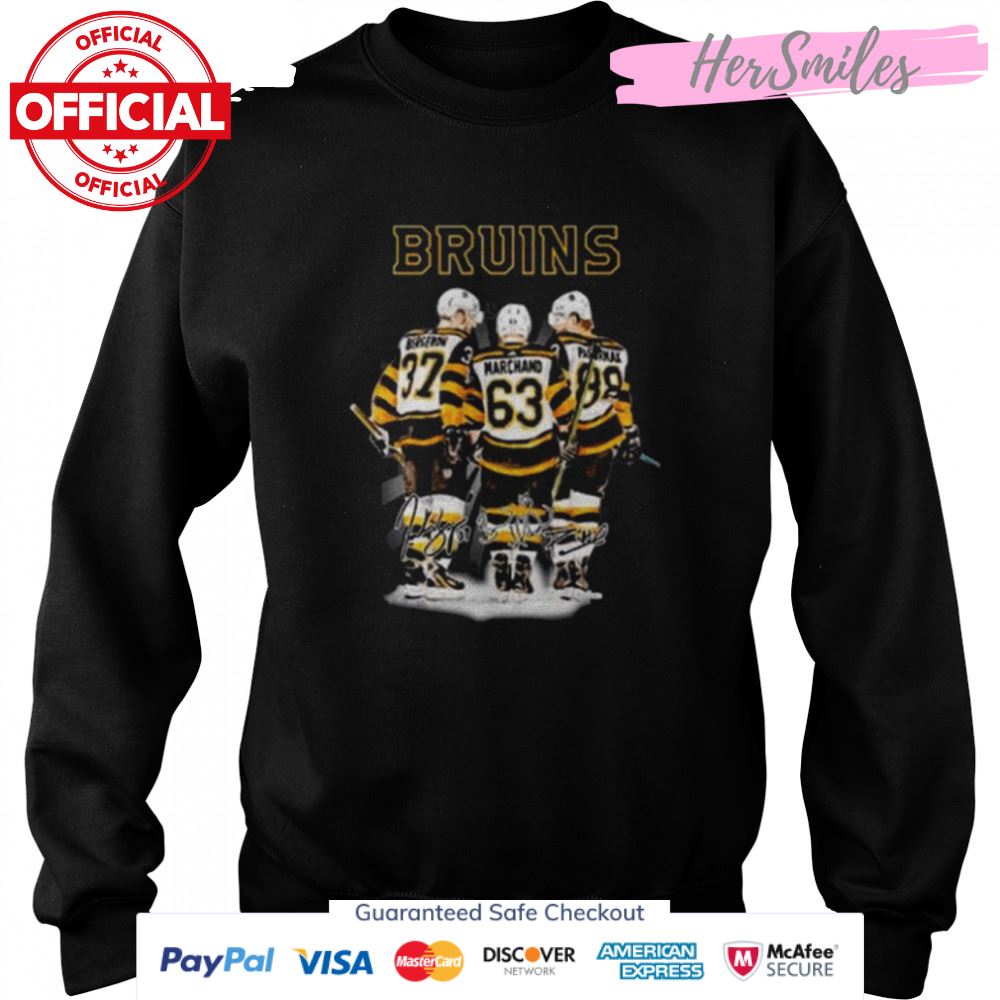Boston bruins teams brad marchand patrice bergeron & david pastrnak signatures shirt Boston bruins teams brad marchand patrice bergeron & david pastrnak signatures shirt