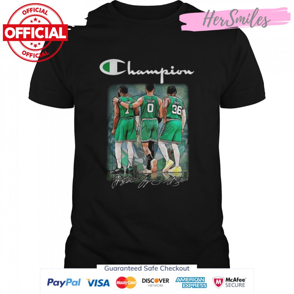 Boston Celtics Jaylen Brown Jayson Tatum And Marcus Smart Signatures Shirt
