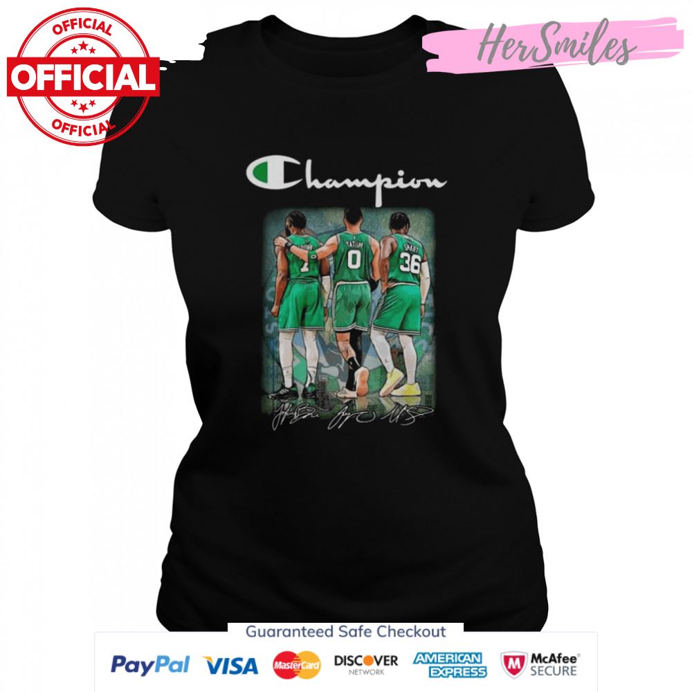 Boston Celtics Jaylen Brown Jayson Tatum And Marcus Smart Signatures Shirt