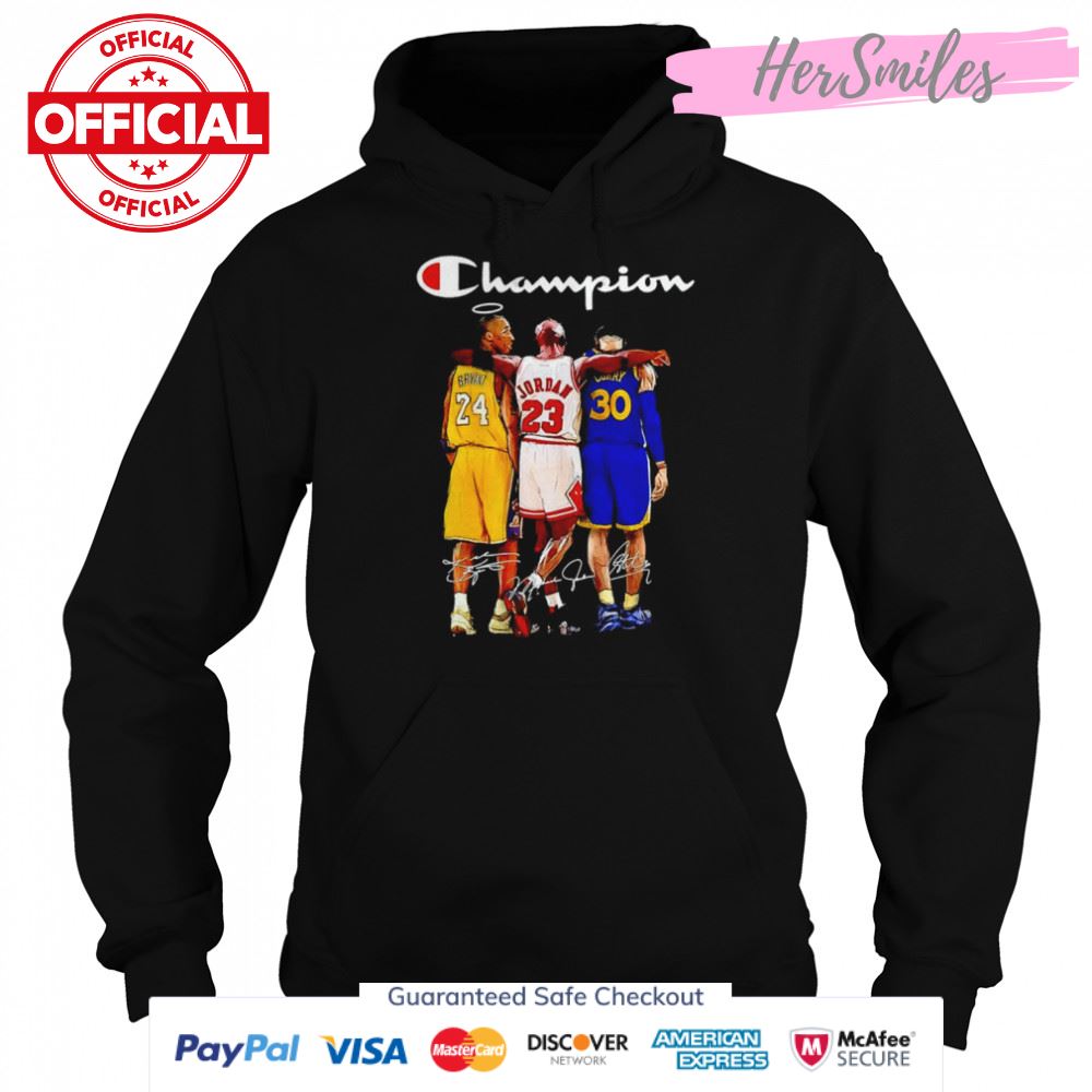 Champion Kobe Bryant Michael Jordan Stephen Curry signatures shirt Champion Kobe Bryant Michael Jordan Stephen Curry signatures shirt