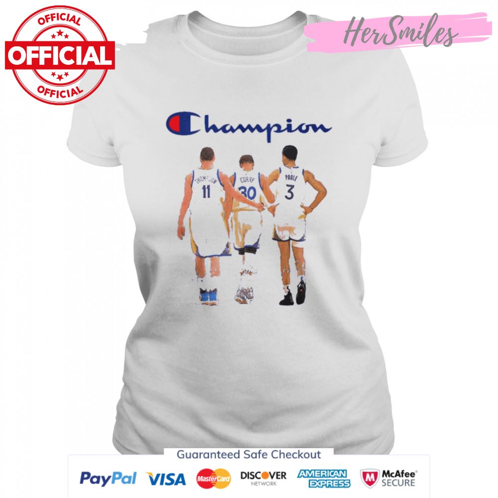 Champion Stephen Curry Jordan Poole And Klay Thompson 2022 NBA Finals Champions Signatures Shirt
