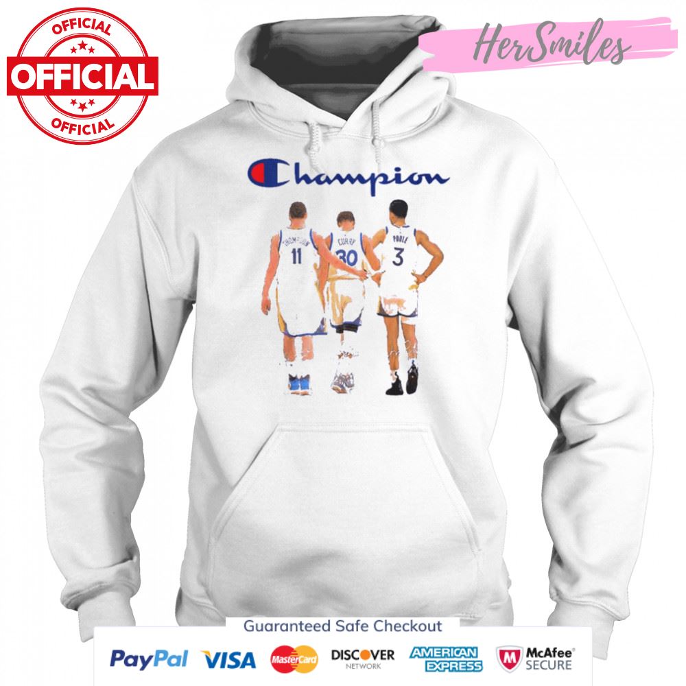 Champion Stephen Curry Jordan Poole And Klay Thompson 2022 NBA Finals Champions Signatures Shirt Champion Stephen Curry Jordan Poole And Klay Thompson 2022 NBA Finals Champions Signatures Shirt