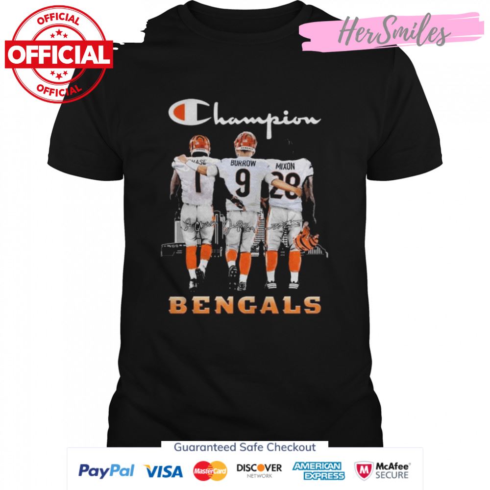 Champions Chase and Burrow and Mixon Cincinnati Bengals Signatures Shirt