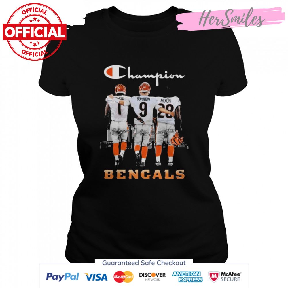 Champions Chase and Burrow and Mixon Cincinnati Bengals Signatures Shirt