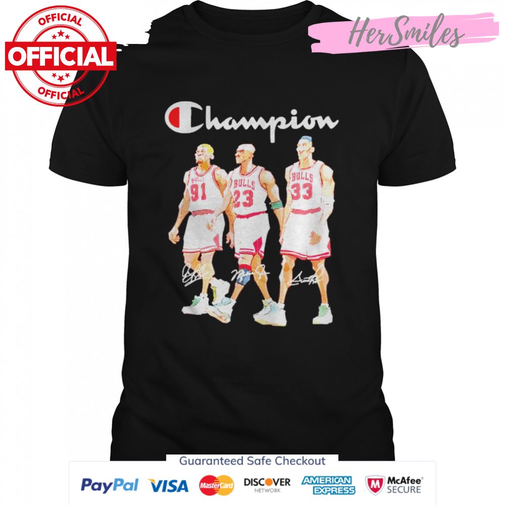 chicago Bulls champion Dennis Rodman Michael Jordan and Scottie Pippen signatures shirt
