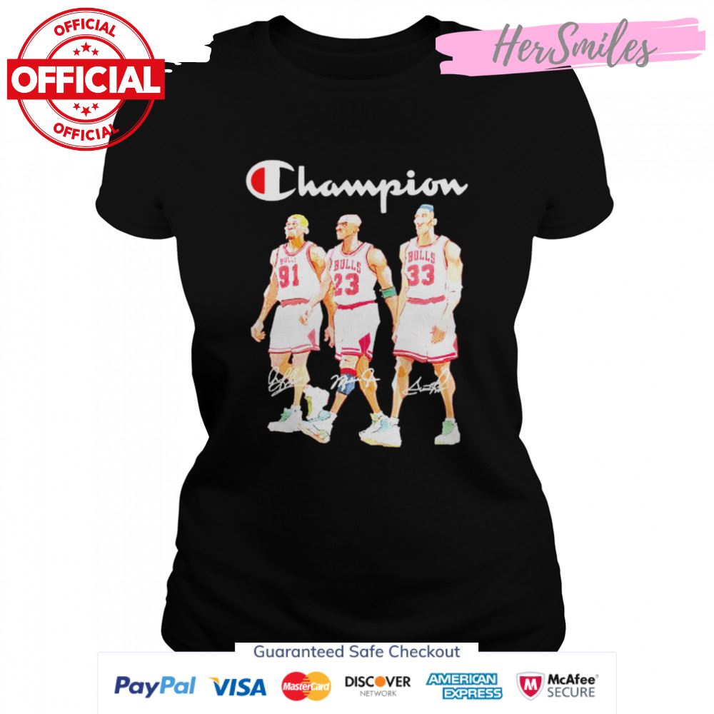 chicago Bulls champion Dennis Rodman Michael Jordan and Scottie Pippen signatures shirt