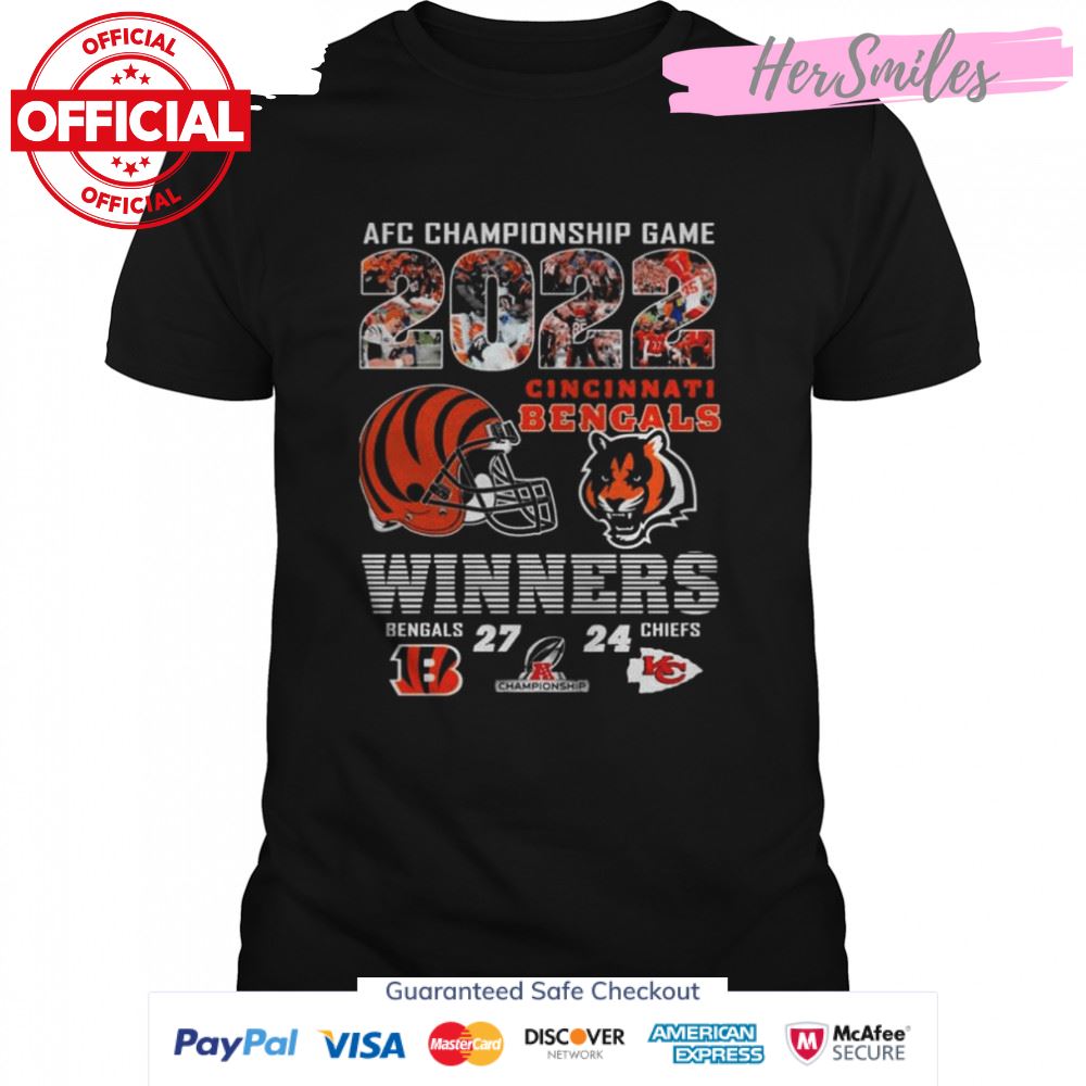 Cincinnati Bengals 2022 AFC Championship game Winners signatures shirt