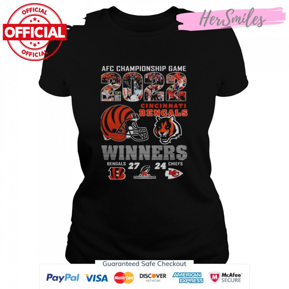 Cincinnati Bengals 2022 AFC Championship game Winners signatures shirt