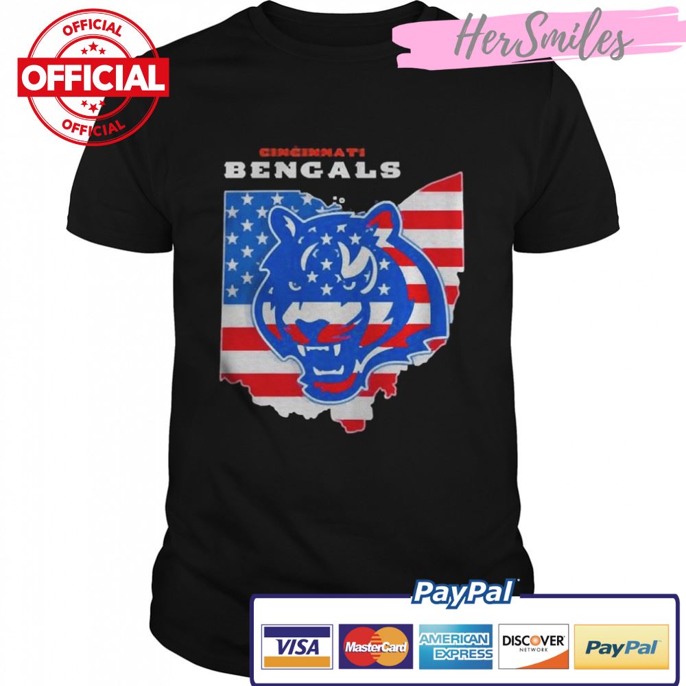 Cincinnati Bengals City logo Tiger American Flag 2022 Shirt