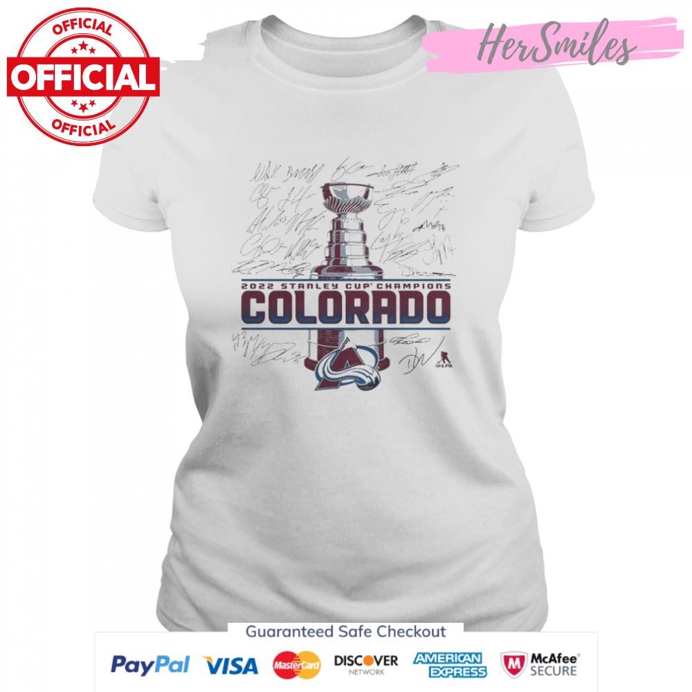 Colorado Avalanche 2022 Stanley Cup Champions Signature Roster Shirt