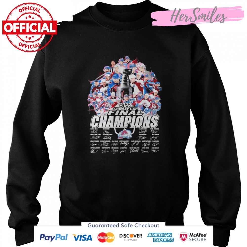 Colorado Avalanche 2022 Stanley Cup Final Champions Signatures Posters Shirt Colorado Avalanche 2022 Stanley Cup Final Champions Signatures Posters Shirt