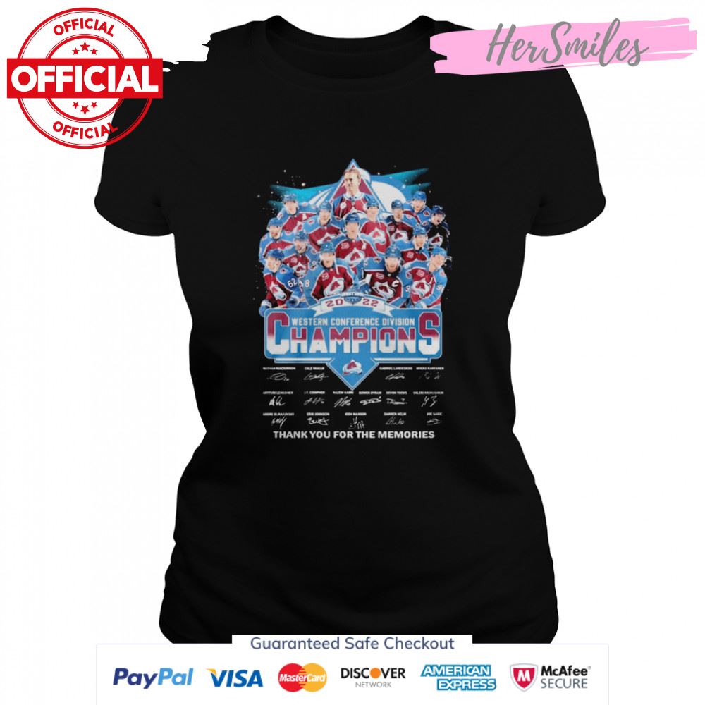 Colorado Avalanche 2022 Western Conference Champions Signatures Thank You For The Memories Shirt