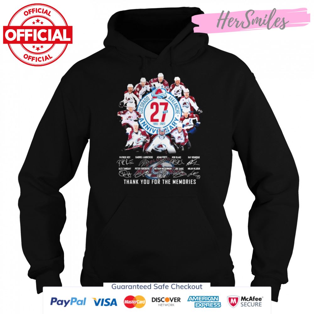 Colorado Avalanche 27th Anniversary 1995 2022 Signatures Thank You For The Memories Shirt Colorado Avalanche 27th Anniversary 1995 2022 Signatures Thank You For The Memories Shirt