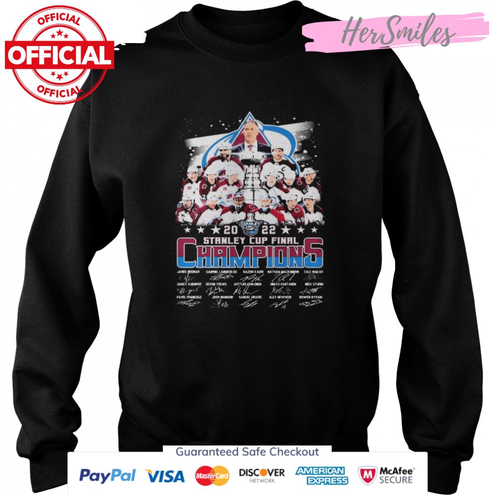 Colorado Avalanche Hockey Team 2022 Stanley Cup Final Champions Signatures Shirt Colorado Avalanche Hockey Team 2022 Stanley Cup Final Champions Signatures Shirt