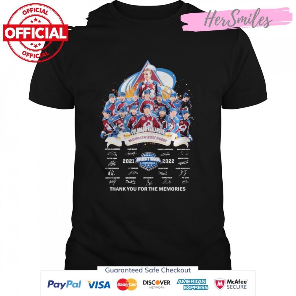 Colorado Avalanche Western Conference Division 2021-2022 Signatures Thank You For The Memories Shirt
