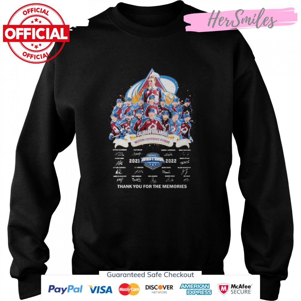 Colorado Avalanche Western Conference Division 2021-2022 Signatures Thank You For The Memories Shirt Colorado Avalanche Western Conference Division 2021-2022 Signatures Thank You For The Memories Shirt