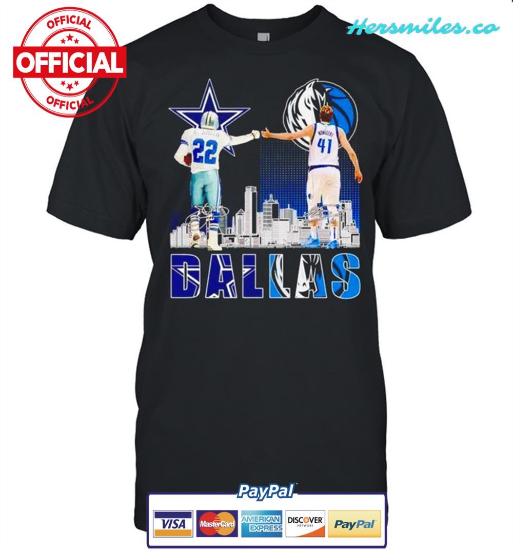 Dallas Cowboys and Dallas Mavericks champion Smith and Nowitzki Graphic T-Shirt