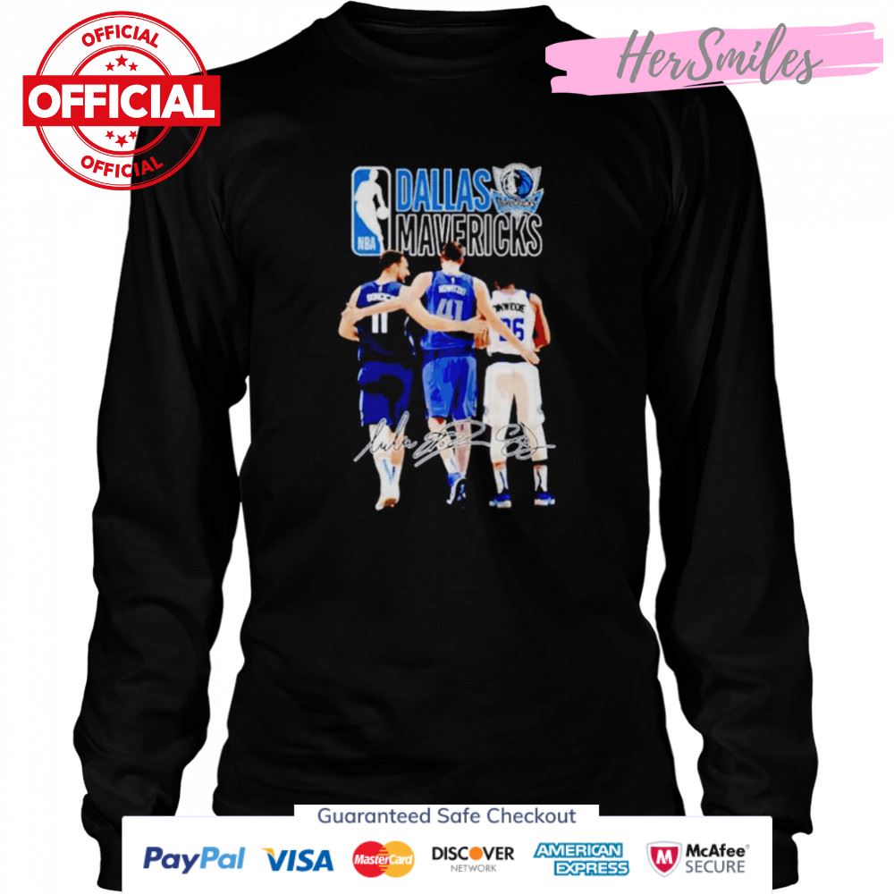 Dallas Mavericks Luka Dončić Dirk Nowitzki Spencer Dinwiddie signatures shirt Dallas Mavericks Luka Dončić Dirk Nowitzki Spencer Dinwiddie signatures shirt