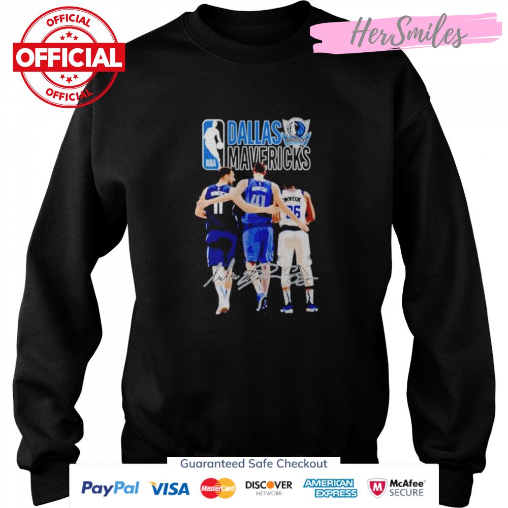 Dallas Mavericks Luka Dončić Dirk Nowitzki Spencer Dinwiddie signatures shirt Dallas Mavericks Luka Dončić Dirk Nowitzki Spencer Dinwiddie signatures shirt