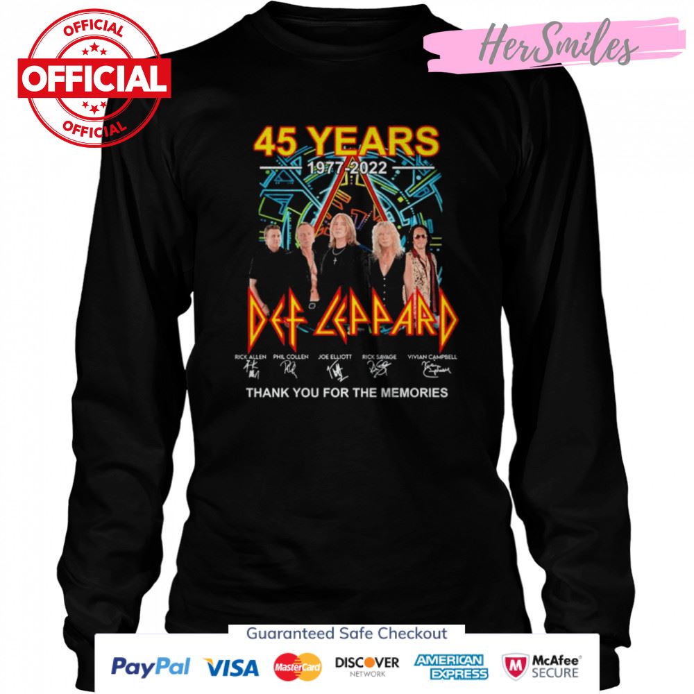 Def Leppard 45 years 1977-2022 signatures thank you for the memories shirt Def Leppard 45 years 1977-2022 signatures thank you for the memories shirt