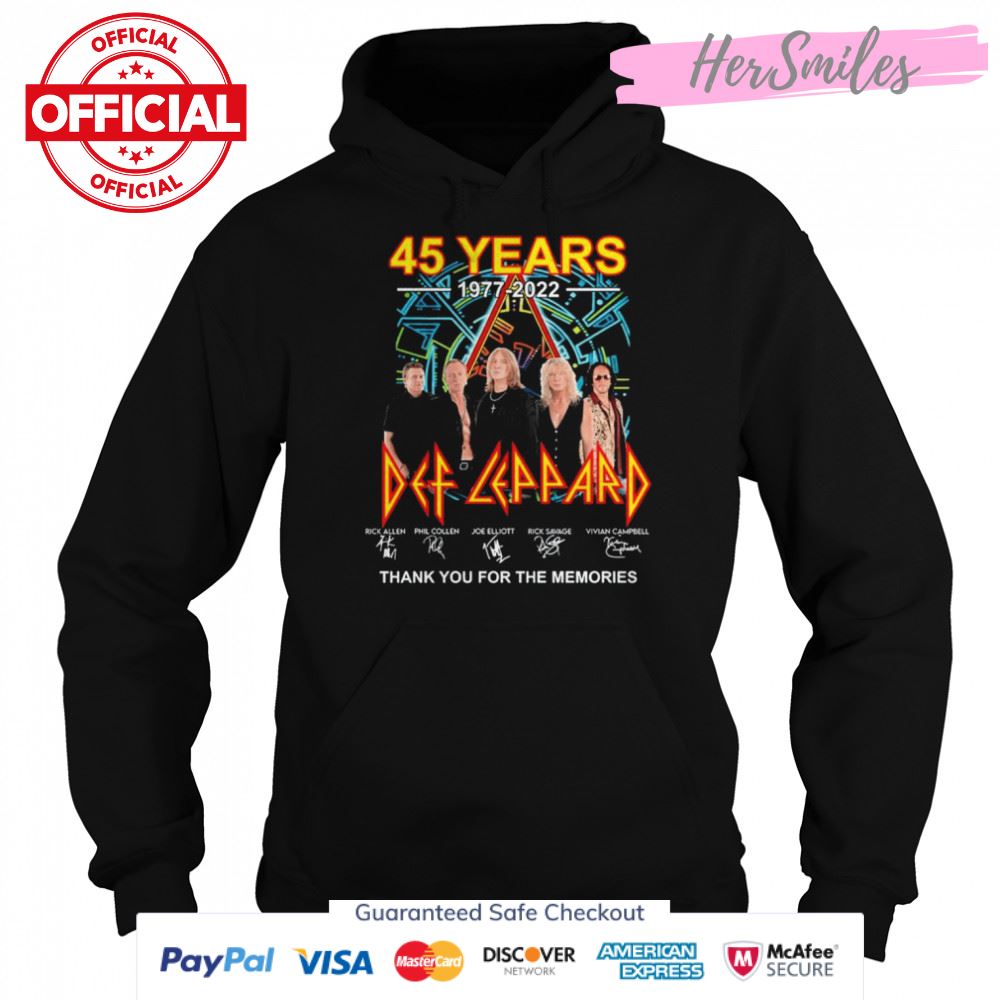 Def Leppard 45 years 1977-2022 signatures thank you for the memories shirt Def Leppard 45 years 1977-2022 signatures thank you for the memories shirt