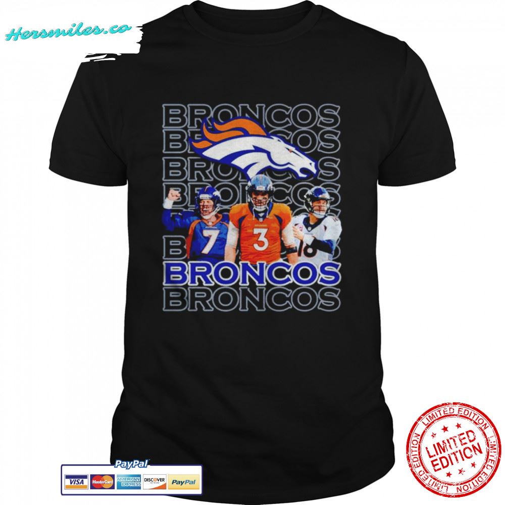 Denver Broncos Drew Lock Elaway Peyton Manning signatures shirt