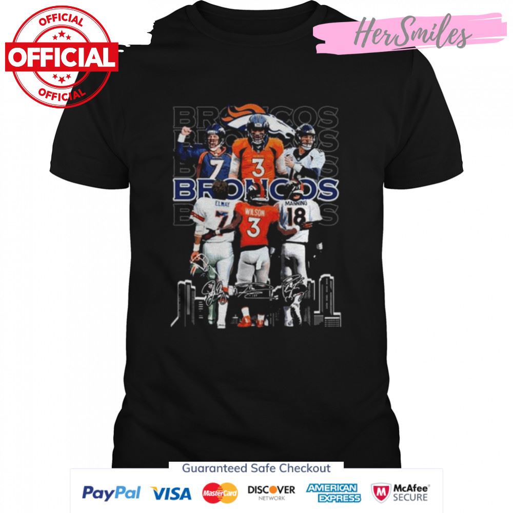 Denver broncos john elway russell wilson and peyton manning signatures shirt