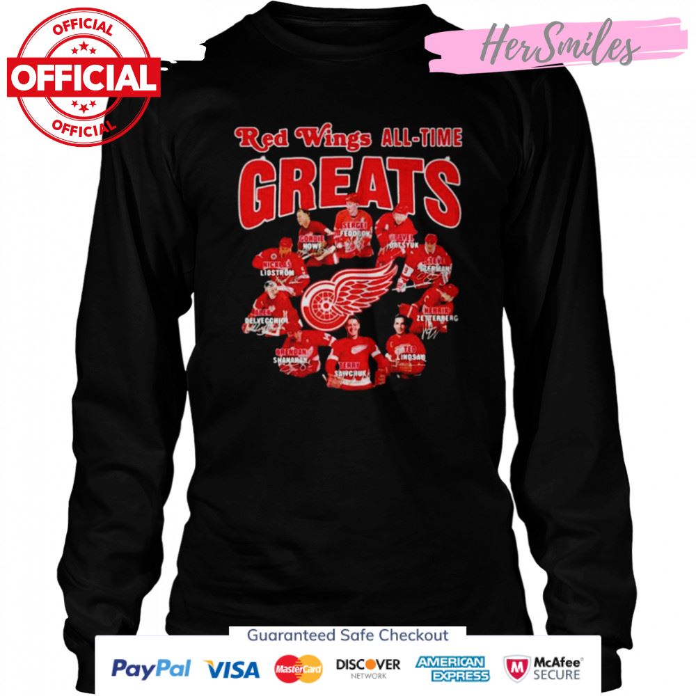 Detroit Red Wings all-time greats players signatures shirt Detroit Red Wings all-time greats players signatures shirt