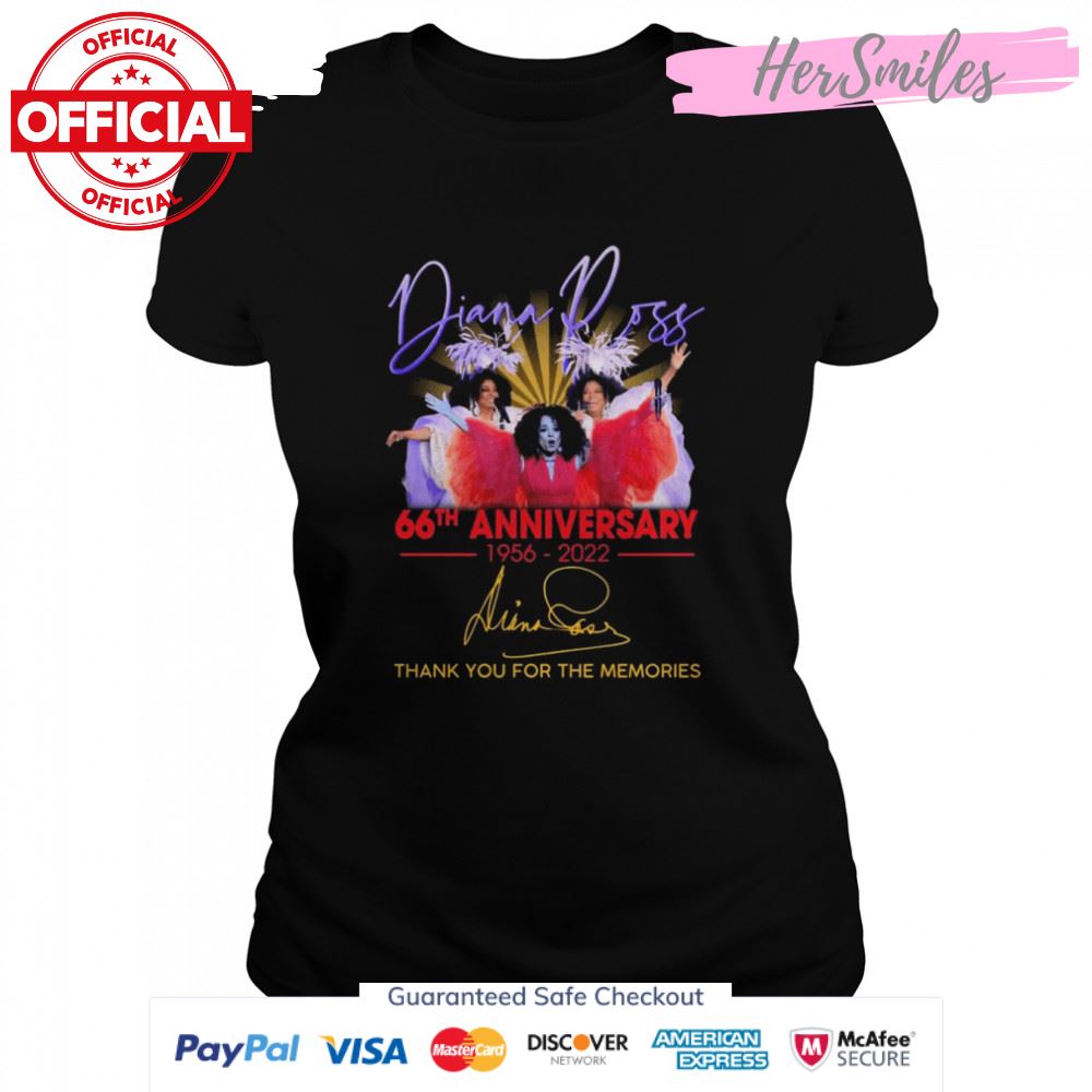 Diana Ross 66th Anniversary 1956-2022 Signatures Thank You For The Memories Shirt